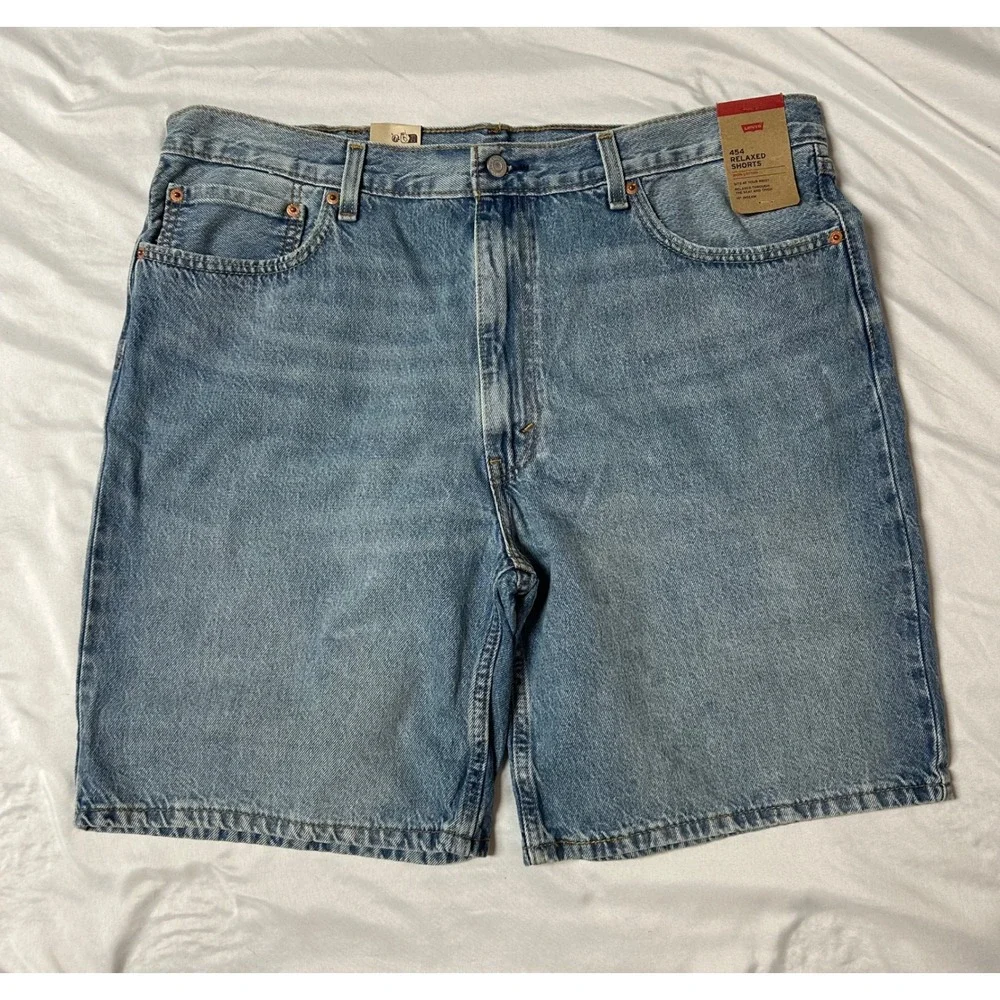 Levis 454 Relaxed Shorts Mens 40 Light Wash Denim 100% Cotton NWT 454-0004 Baggy